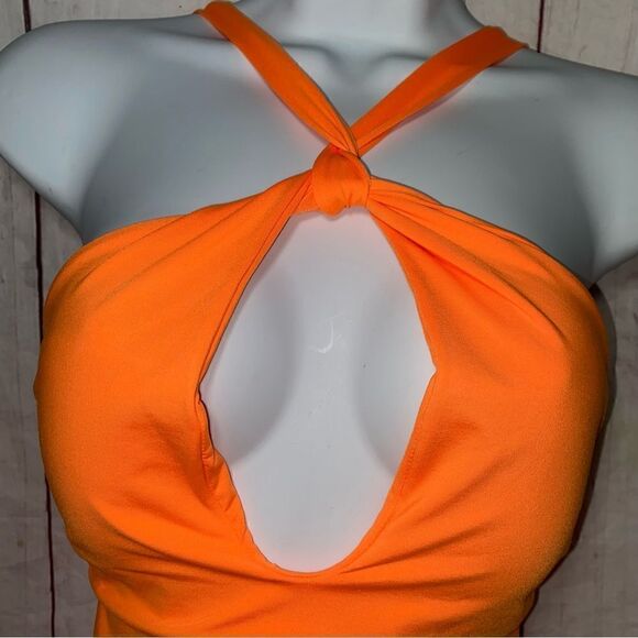 NEW! Lucky Brand Women's Sea of Love|One Piece Swimsuit|Neon Tangerine | Small - Picture 2 of 9